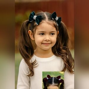 🚨🚨Bows For Girls'🎀. Chic Velvet Bow Hair Clips Set - Green and  Cherry